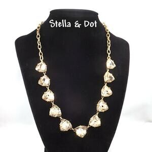 Stella & Dot Blush Crystal Necklace Gold Tone Rhinestone 19 Inch